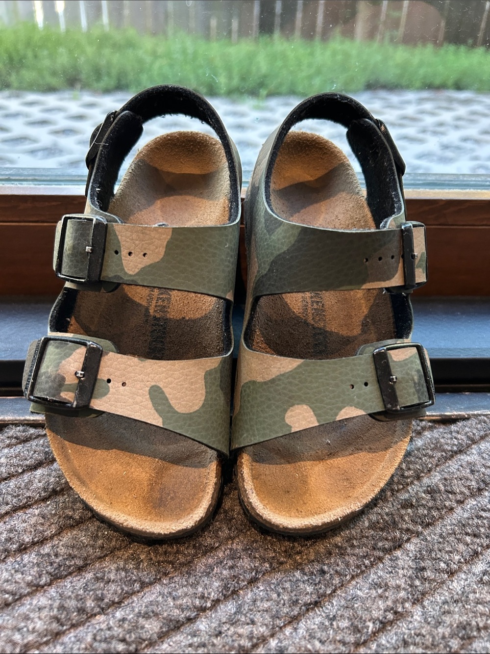 Birkenstock Kids Camo Double-Buckle Sandals - Green & Tan